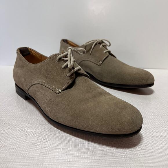 Jil Sanders Suede Oxford Lace Up Taupe Flats Womens Size 6.5/36.5 - Picture 1 of 9